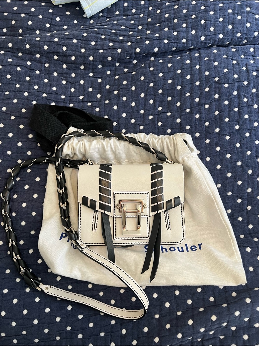 Proenza Schouler Cream and Black Braided Mini Crossbody